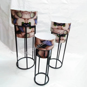 Pots de fleurs faits à la main en fer imprimé émaillé, jardinières d'intérieur et d'extérieur, vente en gros d'accessoires pour pots de fleurs décoratifs, pour la maison - Product Image 3