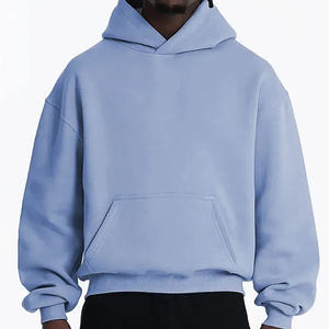 Sweat à capuche en coton éponge pur 350g pour hommes, printemps automne, imprimé personnalisé, motif solide, col à capuche et épaules tombantes. - Product Image 4