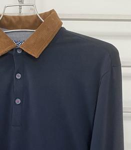 เสื้อโปโลแขนยาวสำหรับผู้ชาย, ผ้าฝ้าย100% ลำลองกระดุมแข็งสวมใส่สบายระบายอากาศได้ดีปกติดีไซน์ใหม่ - Product Image 3