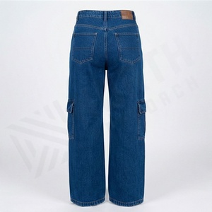 Trendy <b>Women's</b> Cargo Jeans Pants Ladies Casual Denim <b>Overalls</b> Big Pocket Straight Leg Washed Customized Color Summer Workouts - Product Image 2