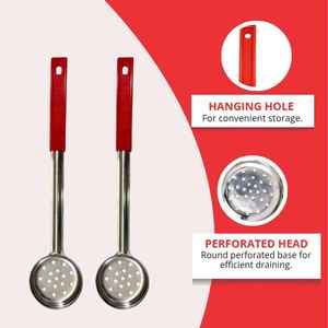 Utensilios de acero inoxidable de la mejor oferta para controlar porciones, cucharas para servir, juego de 8 cucharas ranuradas y perforadas sin ranurar para alimentos - Product Image 3