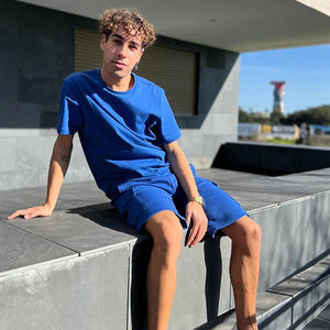 Nueva moda, último estilo, ropa de verano de manga corta para hombre, conjuntos gemelos, forro polar de algodón personalizado, precio bajo, conjunto doble de Color sólido para hombre - Product Image 5