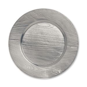 Radial Brushed Charger <b>Plate</b> with Round Serveware Textured Concentric Radial Pattern and Polished Rim - Product Image 3