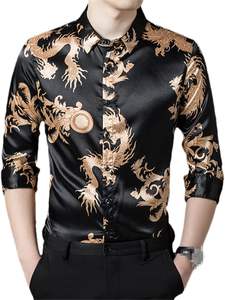 Design personnalisé col en V élégant coupe rétro couleur unie soie automne/hiver décontracté streetwear satin hommes femmes chemise pour soirée dansante - Product Image 5