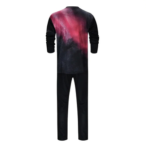 Slim Fit Outdoor Running Jogging Training Wear Manga completa Elegante Men Wear Moda O Neck Sweatsuit Set - Product Image 3