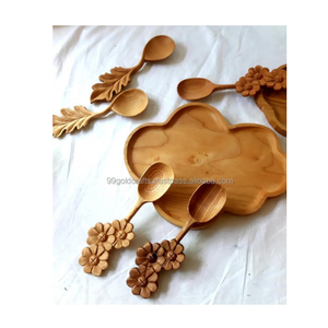 100% Natural Material Acacia Red Walnut <b>Rubber</b> Wooden Spoons / Kitchen Accessories Wood Heart Shape Spoons Table Cooling Spoons - Product Image 3