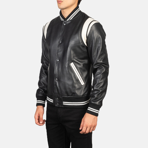 Blouson Bomber en Peau de Mouton Noir pour Homme Dantee, Style Urbain, Hiver, Coupe-Vent, Respirant, Chauffant, Antibactérien, Écologique, Nouveau - Product Image 4