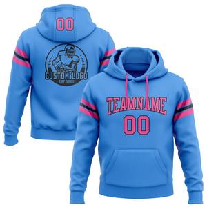 Sudadera con capucha cosida personalizada azul Rosa-negro fútbol pulóver Sudadera con capucha - Product Image 1