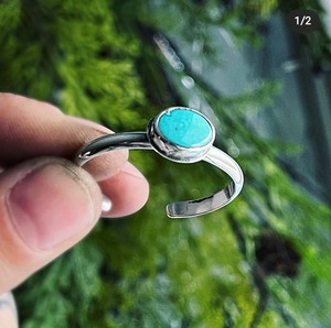 Anillo Ajustable con Bisel de Piedra Larimar Natural, Plata 925, Anillo de Compromiso y Boda - Product Image 2