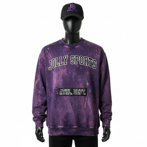 Men Sun Fade <b>Sweatshirt</b> Heavy Cotton <b>Fleece</b> Vintage Wash Purple Color Embroidery Custom Logo wash basics <b>Sweatshirt</b> for Men - Product Image 6