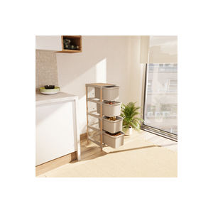 Organizador de Cajones de Madera Funcional de 4 Niveles Fix-2009, Gabinete Multiusos de 60 Litros, Color Bey, 80x130 cm - Product Image 3