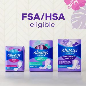 Forros finos Always Daily Fresh, absorbencia regular, delineadores de bragas sin perfume, 162 unidades - Product Image 4