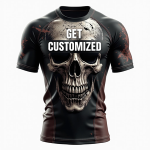 Training Wear Premium <b>BJJ</b> <b>Rash</b> <b>Guards</b> High Quality Customized Digital Print Stretch Lightweight Durable MMA Breathable Anti UV - Product Image 2