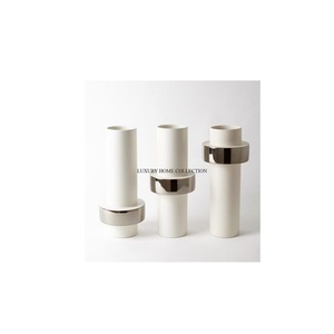 Set of 3 <b>White</b> Powder Coated Luxury Designing Home Wedding Candle Holder Best Selling Metallic Mirror Polished Candle Holder - Product Image 1