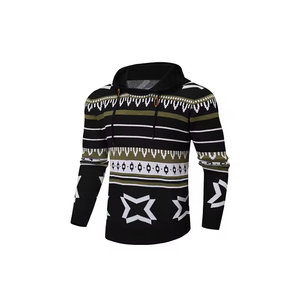 Hoodies Saison Pull Pull Homme Pull Tricoté Conception Personnalisée Laine Mélange Sweat À Capuche Pull En Tricot Broderies Jacquard À Capuche - Product Image 2