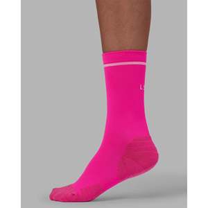 Chaussettes de sport haute performance - Rose fluo et blanc - Tricot sportif avec logo personnalisé - Anti-transpiration - Adaptées aux diabétiques - Product Image 5