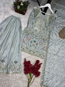 Traje de Salwar Kameez, diseñador indio paquistaní, nuevo diseño superior, cuello bordado, traje de Eid Salwar Kameez para mujer, listo para usar - Product Image 5