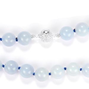 Collar de Calcedonia Azul con Circonita Blanca en Plata de Ley, 390.90 Quilates - Product Image 2