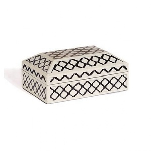 2026 Handmade Blue and White Bone Inlay Rectangle Jewelry <b>Box</b> <b>Storage</b> Display Organizer for Home Decor and Festive Gifting - Product Image 1