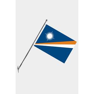 Ensemble de mât de drapeau télescopique mural des îles Marshall pour les agences de voyage et l'éducation, en plastique durable - Product Image 1