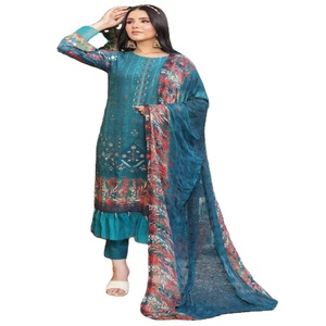 Dr Haris Premium Daily Wear Trajes de diseñador para adultos Indian Pakistani Shalwar Kameez Styled DhagaKari Made Premium Lawn Fabric - Product Image 1