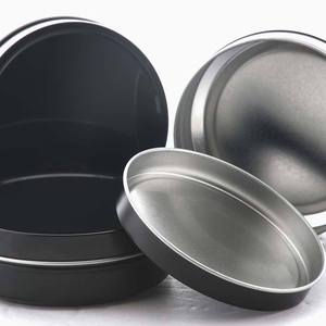 Custom Logo Round Tin Cans Stackable Black Shallow Tinplate Jars for Cosmetics Cookies Chewing Gum Packing Screw Cap Sealing - Product Image 4
