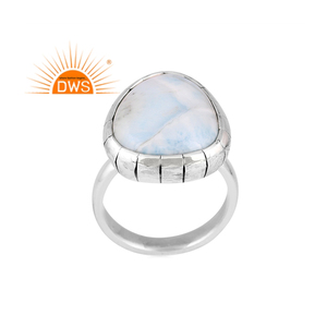 Mejor Venta de plata esterlina oxidada Natural Larimar piedra preciosa anillo apilable fabricante de joyería personalizada - Product Image 1