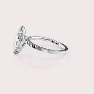 Marquise Cut Lab Grown <b>Diamond</b> Solitaire Engagement Ring in Solid 925 Sterling Silver - Product Image 3