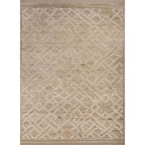 พรมขนสัตว์ถักมือสีเบจและสีน้ำตาลลายเรขาคณิตแบบอัฟกันสำหรับห้องนั่งเล่นและทางเดิน รุ่น Re-1509 สำหรับวัยรุ่น - Product Image 1