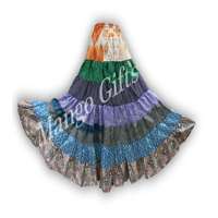 Jupe longue en mousseline de soie vintage indienne pour femme, confortable, élastique, à volants, style bohème, plage, gypsy, hippie