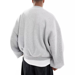 Sudaderas de Nueva Llegada, Estilo Urbano, Hombros Caídos, Tejido Grueso, 100% Algodón, Cuello Redondo, Talla Grande, para Invierno, Felpa Francesa - Product Image 4