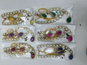 Ensemble de bijoux de mariée Regal Kundan Collier et boucles d'oreilles en laiton fabriqués à la main améliorant le look des mariées pour les mariages - Product Image 6