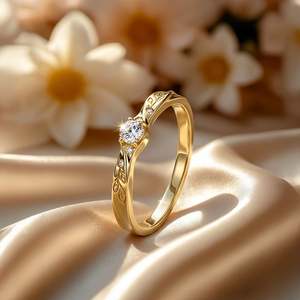 Bague de promesse torsadée gravée Jeulia Gold Vine avec zircon rond pour femme, anniversaire - Product Image 4