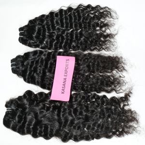 Extensions de cheveux 100% naturels noirs pour femmes, cheveux humains vierges indiens Remy, ondulations profondes lâches, ondulations naturelles, double trame machine - Product Image 2