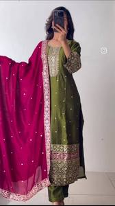 Wedding Wear Beautiful Top-Pent and Dupatta Set With Heavy <b>Embroidery</b> Work - Product Image 2