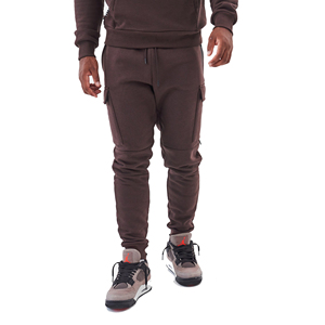 Pantalon de jogging unisexe en molleton de coton épais respirant avec logo personnalisé et poches cargo – Pantalon de survêtement en molleton pour homme - Product Image 2