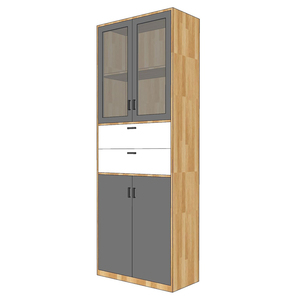 Modern Design THS68061 Natural Wood Glass-Door Filing Cabinet 80x40x220cm Lockable <b>Drawers</b> for Office <b>Workshop</b> and Gym - Product Image 3