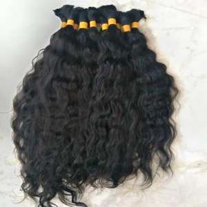 Cheveux en vrac bouclés Remy indiens vierges de couleur noire naturelle Extensions à double tirage Vierge 100% cheveux noirs bouclés de temple non traités - Product Image 2
