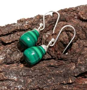 Natural Malachite Smooth Teardrop Shape 925 Sterling Silver <b>Earrings</b> Natural Stone Gold Plated Dangle <b>Earring</b> Women Fine Jewelry - Product Image 3