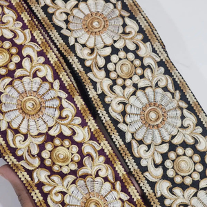 Hermosa Tela de Encaje Hecha a Mano con Lentejuelas y Bordado para Mujer, 100% Algodón, para Accesorios de Novia, Vestidos y Sujetadores - GotaVastra - Product Image 1