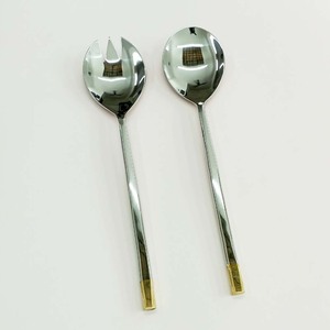 Juego de cucharas para servir de oro a granel, acero inoxidable, pulido natural dorado con mango de resina de sombra de melocotón - Product Image 4