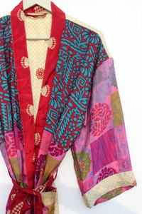Mujer Kimono Robe Bata de seda Boho Seda Poliéster Albornoz para mujer - Product Image 4