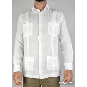Camisa informal de lino blanco para hombre ROMA, tela tejida antiarrugas, diseño de moda, estilo Occidental para la temporada de otoño, paquete individual ODM - Product Image 1