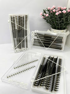 Extensiones de Pestañas de Volumen Preformadas de Pelo Sintético, Base Puntiaguda 3D 4D, Pestañas Individuales Sueltas, Negro Mate, Cachemira - Product Image 4