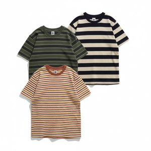 Camiseta de Algodón Extra Grande para Hombre, Estilo Urbano, con Parches de Colores, Rayas, Ecológica, Transpirable, Informal de Verano, al por Mayor - Product Image 4