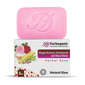 สบู่สมุนไพรเฮอร์โบแกนิค ขิง แป้งข้าวโพด แร่ธาตุ น้ำกุหลาบ ลดสิว ทำความสะอาดผิว บำรุงผิว ผลิตภัณฑ์ธรรมชาติ ออร์แกนิค ทำมือ แบบก้อน - Product Image 1