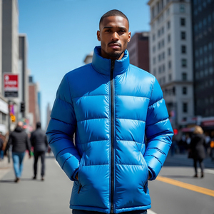 Haute qualité hommes col montant fermeture éclair rembourré vestes automne hiver épais chaud matelassé rembourré bouffant veste mâle - Product Image 6