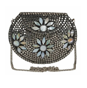 Resin Clutch Bags Design Mother of Pearl Clutch Bag for Bridesmaids Trendy Wooden Clutch Bags With Resin and Geometric Shapes - Product Image 3