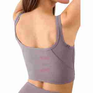 Wholesale Women's Sports <b>Cropped</b> Tank <b>Tops</b> Rib-Knit O-Neck Casual Thin Straps Gym Fitness Breathable Quick-Dry Polyester/Cotton - Product Image 2