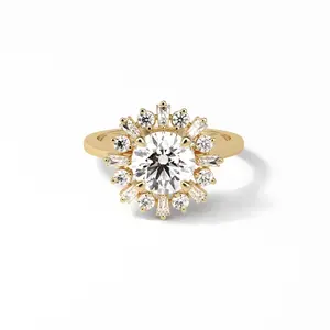 Anillos de moissanita chapados en oro de 14 quilates de alta calidad Estilo de moda hip hop Proveedor indio Precio al por mayor - Product Image 4